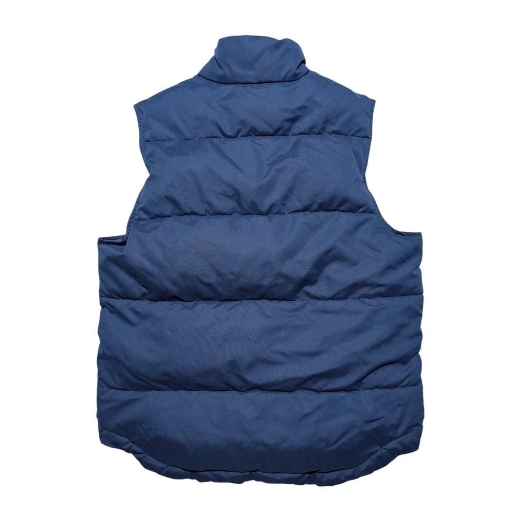 St Johns Bay Puffer Vest Mens Small Blue Quilted Insulated Full Zip Casual‎